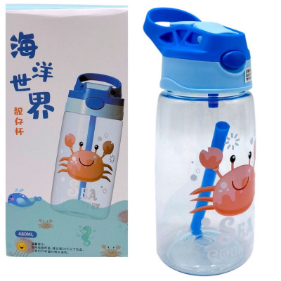 Поїльник з трубочкою 350 мл, (КРАБ) Mega Zayka №0303