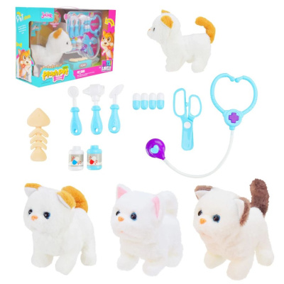 Мʼяка іграшка Кошеня Plush Pet, нявкає, ходить, виляє хвостом, набір ветеринара (вид 1) MIC MC1036