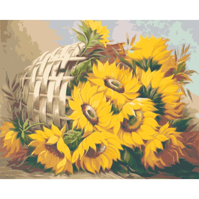 Картина по номерах Корзинка соняшників 40x50 см Origami LW3027