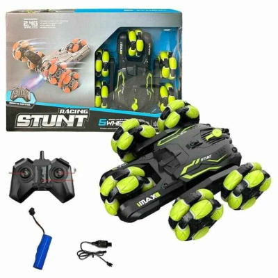 Трюкач RACING STUNT на радіо-керуванні, 5 коліс, акум.USB.світ.дим.дрифт.(САЛАТОВИЙ) SYRCAR 666-817A