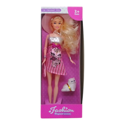 Лялька вагітна Fashion (білявка ; сукня з котиком) MIC SH196A-1