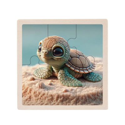 Дитячий дерев'яний пазл-вкладиш "Черепашка" MD 1509-28, 6 елементів 9,8 х 9,8 х 0,4 см