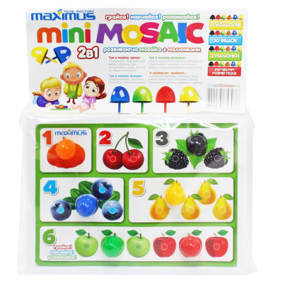 Набір mini Mosaic 30 фішок, 2 яскраві картинки, арифметика та логіка Maximus 5303