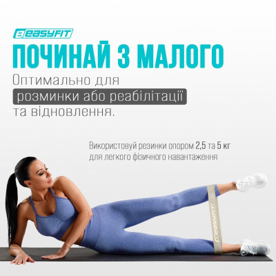 Набір резинок для фітнесу, 5 шт (5 рівнів важкості) EasyFit EF-1813-GY