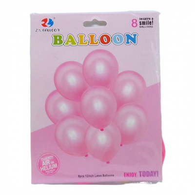 Кульки повітряні Металік, 30 см (8 шт) рожевий Z.Y. BALLON 1213-1ЛК