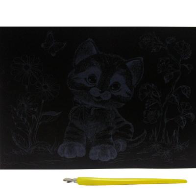Гравюра Silver Metallic: Кошеня з метеликом (А5) Економ Danko toys ГрА5