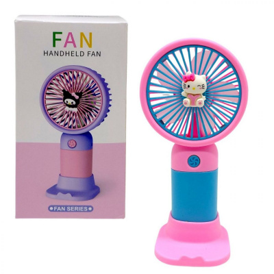 Вентилятор Sanrio Hello Kitty / Хелоу Кітті, Аніме / Anime акумулятор: 14.2V, USB, легкий корпус, низький шум, підставка, в коробці (рожевий) MIC 202-3