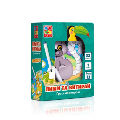 Гра з маркером Пиши та стирай: Зоопарк (укр) Vladi Toys VT5010-20