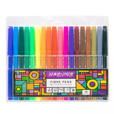 Набір різнокольорових фломастерів, 18 шт Malevaro ML760127