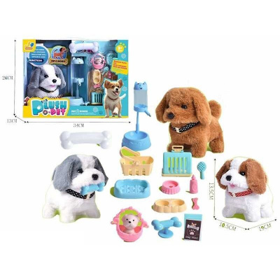 Цуценя інтерактивне Plush Pet, з аксесуарами (коричневий) jinhuangle 810-75
