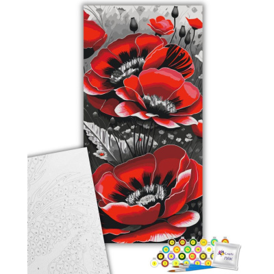 Картина по номерах з фарбами металік Червоні маки 40х80 см Art Craft 13092-AC