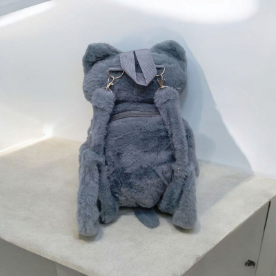 Мʼякий рюкзак Котик, висота 33 см, (сірий) MIC M18289