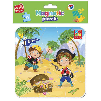 Мʼякі магнітні пазли Малюк зможе: Пірати (15 елем) Vladi Toys VT3204-20