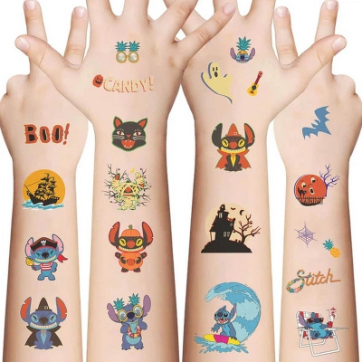 Набір тимчасових тату "Ліло та Стіч №2" lilo-stich-tattoo-2-1, 10 штук, розмір 12 х 7 см
