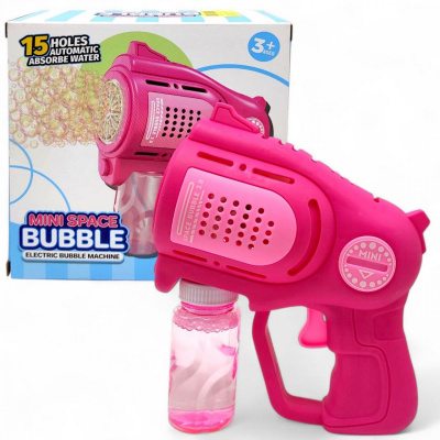 Пістолет з мильними бульбашками рожевий (на батарейках) MIC КВ1386-Pink