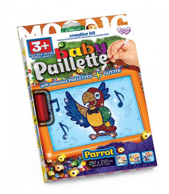 Картина-мозаїка з паєток Baby Paillette: Папуга Dankotoys PG-01-05