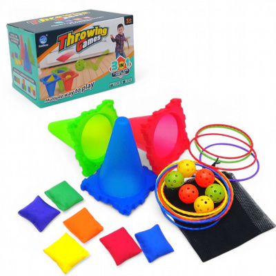 Гра на влучність 3 в 1 Throwing Games - 6 м’ячиків, 3 конуси, 12 кілець, 6 мішечків, сумка HandRoom 2888-19A