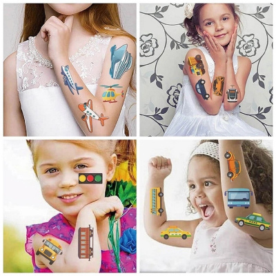 Набір тимчасових тату "Транспорт №1" transport-tattoo-1-10, 10 штук, розмір 12 х 7 см