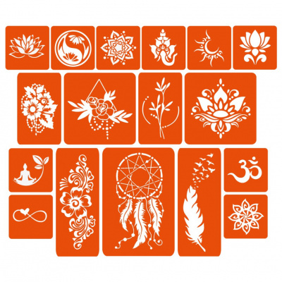 Набір хни з трафаретами для біо-тату №6 henna-set-06