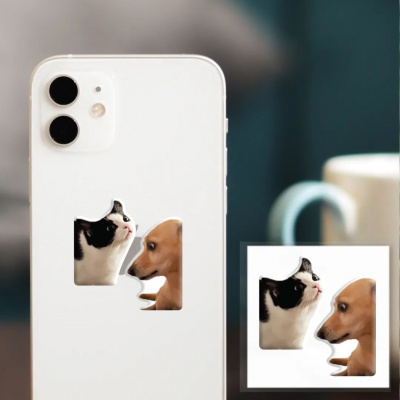 3D стікер Мем: Пес і кіт (ціна за 1 шт) Tattooshka SX-140
