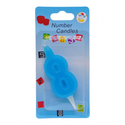 Свічка-цифра (блакитна) 8, висота - 7 см MIC 7374-3ВЛК8