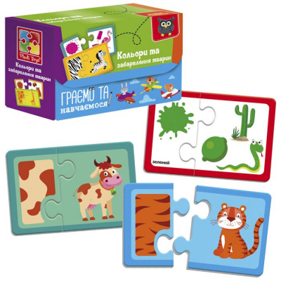 Пазли для малюків Кольори та забарвлення тварин (укр) Vladi Toys VT5003-02
