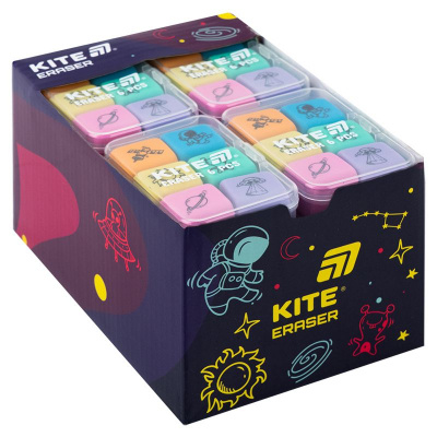 Набір гумок у пластиковому боксі Space, 6 шт., асорті Kite K24-145