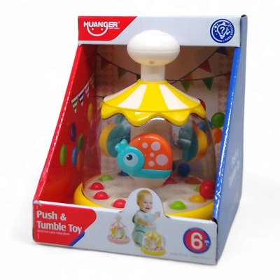 Дитяча іграшка Дзига: Push & Tumble Toy, з кульками (жовта) HUANGER HE8086