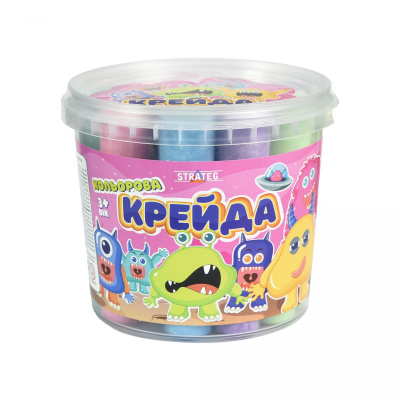 Крейда Велика кругла, 16 штук, різнокольорова Strateg 50138