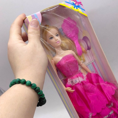 Лялька сукні з бантом святкова (РОЖЕВА) MIC D200-217