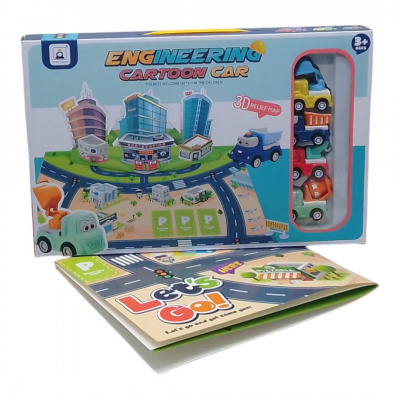 Набір машинок Engineering Cartoon Car (ігрове поле, 4 машинки, інерція) вид 1 LIER TOYS 134-7A