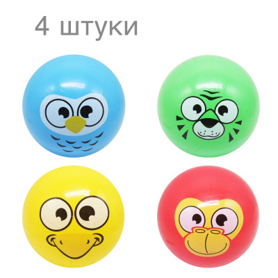 М'яч гумовий Мордочки, 22 см, 4 штуки мікс MiC BT-PB-0158