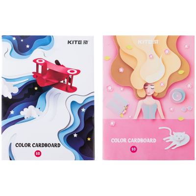Картон кольоровий одностор. А5 (10арк/ 10кол), слайдер, Kite Kite K24-1257