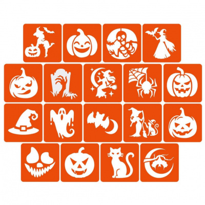 Набір для біо-тату "Хелловін - хна" set-halloween-henna 18 трафаретів 5х5 см