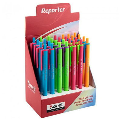 Ручка масляна автом. Reporter Color, синя Axent AB1069-02-A