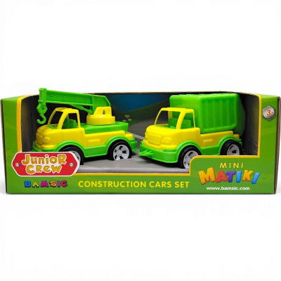 Mini Matiki коробка 2 (кран, сміттєвоз), Набір дитячий BAMSIC (ЖОВТО-ЗЕЛЕНИЙ) Bamsik 002/15
