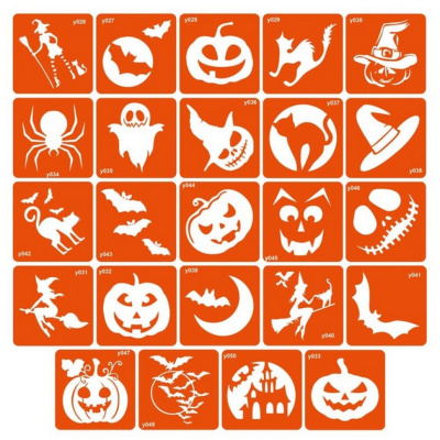 Набір трафаретів для біо-тату "Хеловін" halloween-simple 6 x 6 см 24 шт