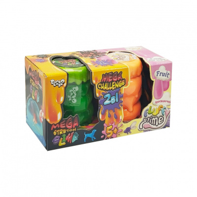 В'язка маса 2 в 1 "Mega Stretch Slime" та "Fluffy Slime" FLS-03-01U Зелений-помаранчевий