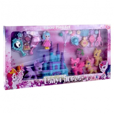 Поні ігровий набір Horse Play Set (6 фігурок поні, 1 фігурка прінцеси, аксесуари, в коробці) MIC HF1008