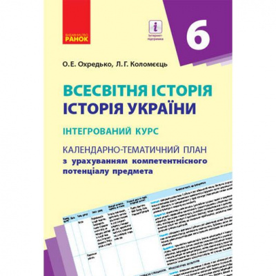Календарно-тематичний план Всесвітня історія. Істория України 6 клас Ранок Г812047У