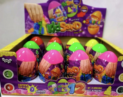 Креативна творчість Кінетичний пісок KidSand яйця (12), МІКС ВИДІВ Danko toys KS-06-01