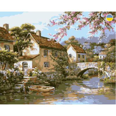 Картина по номерах Будиночок біля річки 40x50 см Origami LW3072