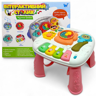 Інтерактивний столик Музична грайка (укр), рожевий Wtoys W-05133