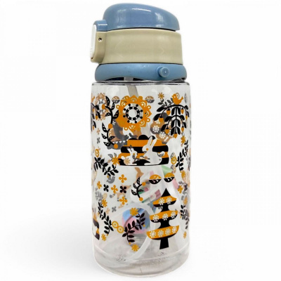 Пляшка для води з трубочкою (0,9 л), блакитна MIC XH-31