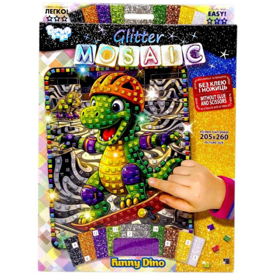 Креативна творчість GLITTER MOSAIC: FUNNY DINO Dankotoys БМ-04-01,02,03,04,05...10