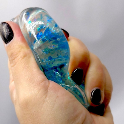 Сквіш антистресс Сумочка прозора с фруктами 7cm (ПОЛУНИЧНА) МІС 712491