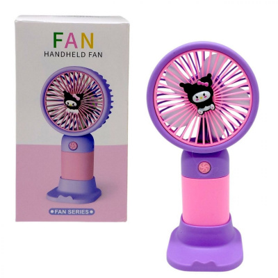 Вентилятор Sanrio Kuromi / Куромі, Аніме / Anime акумулятор: 14.2V, USB, легкий корпус, низький шум, підставка, в коробці (Фіолетовий) MIC 202-3