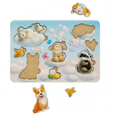 Деревянная игрушка-сортер Зефирный вкладыш: Звери (вид 1) Ubee ПСФ048
