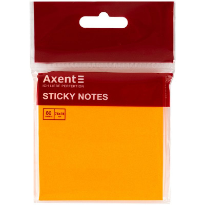 Блок паперу з клейким шаром75x75мм,80 арк,яскр-оран Axent 2414-15-A
