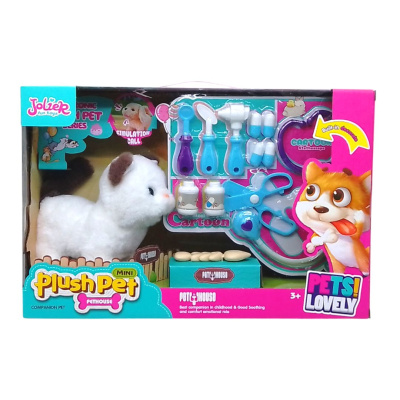 Мʼяка іграшка Кошеня Plush Pet, нявкає, ходить, виляє хвостом, набір ветеринара (вид 1) MIC MC1036